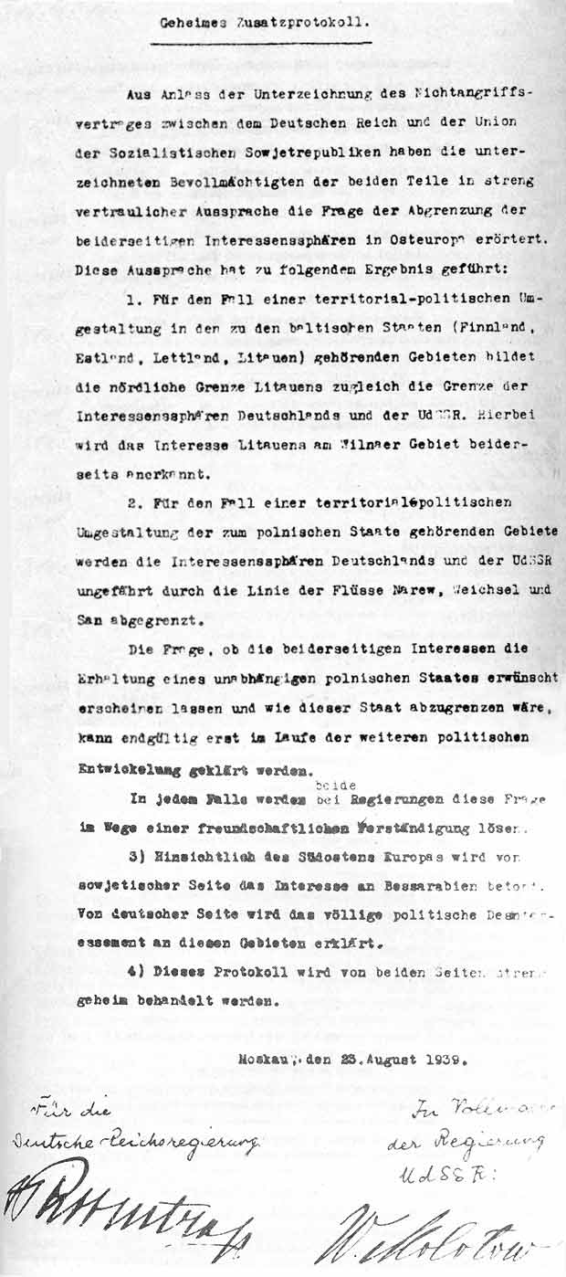 Vrai / Faux : Le pacte germano-soviétique, signé en août 1939, incluait un accord secret pour se partager la Pologne entre l'Allemagne nazie et l'URSS. — afficher la réponse